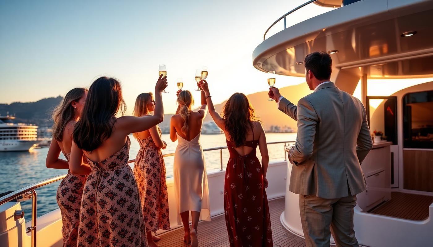 OnlyVIP company on a Monaco yacht at sunset